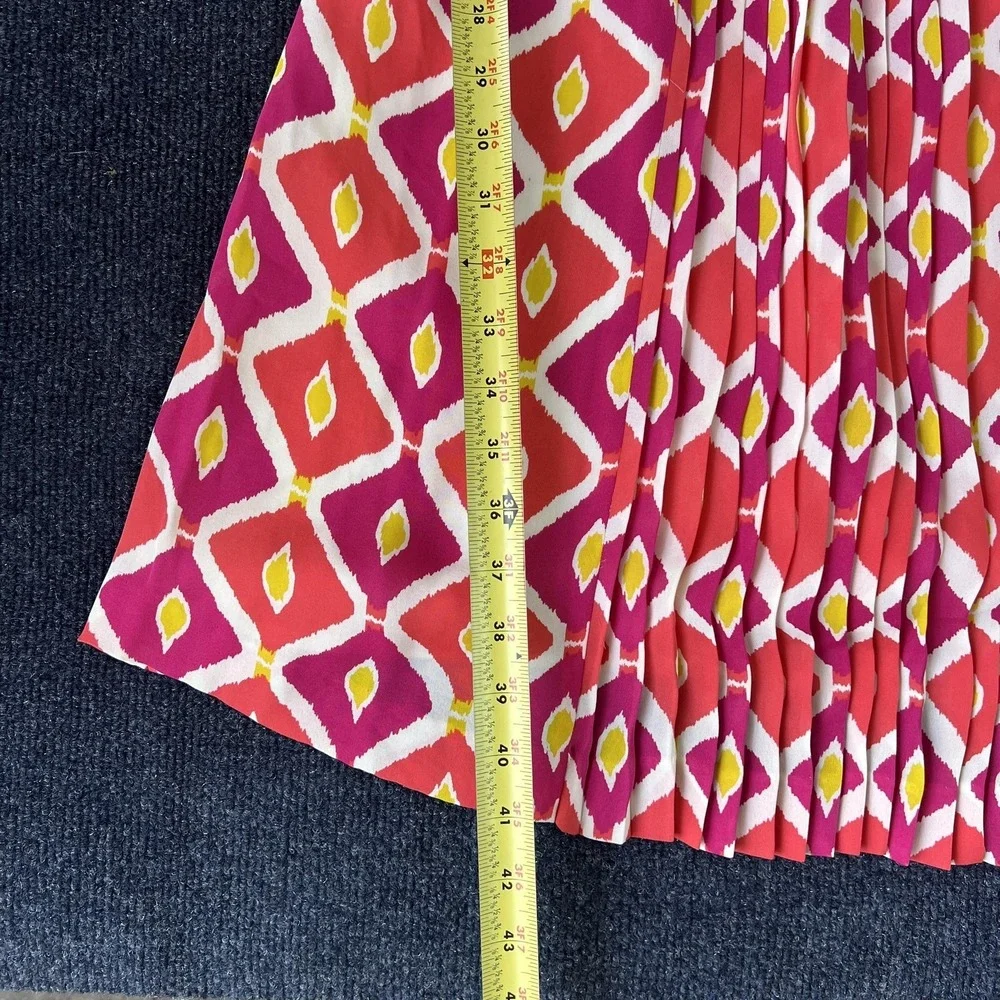 Tory Burch Dress Womens 10 Pink‎ Diamond 981 Fiora Sleeveless Pleated Ikat Lined